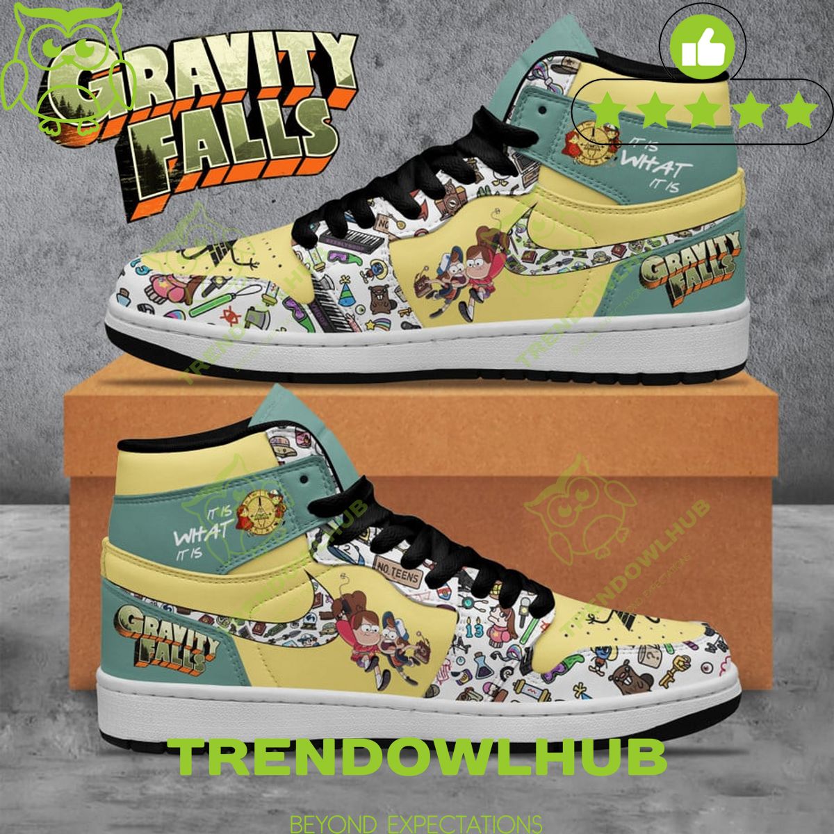 Gravity Falls TV show It is what it is Air Jordan High Top Sneaker Boot