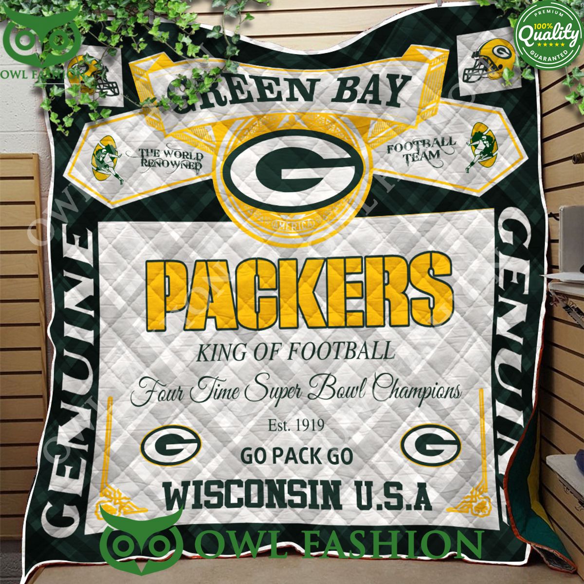 Green Bay Packers King Of Football Go Pack Go Four time super bowl champions Quilt Blanket