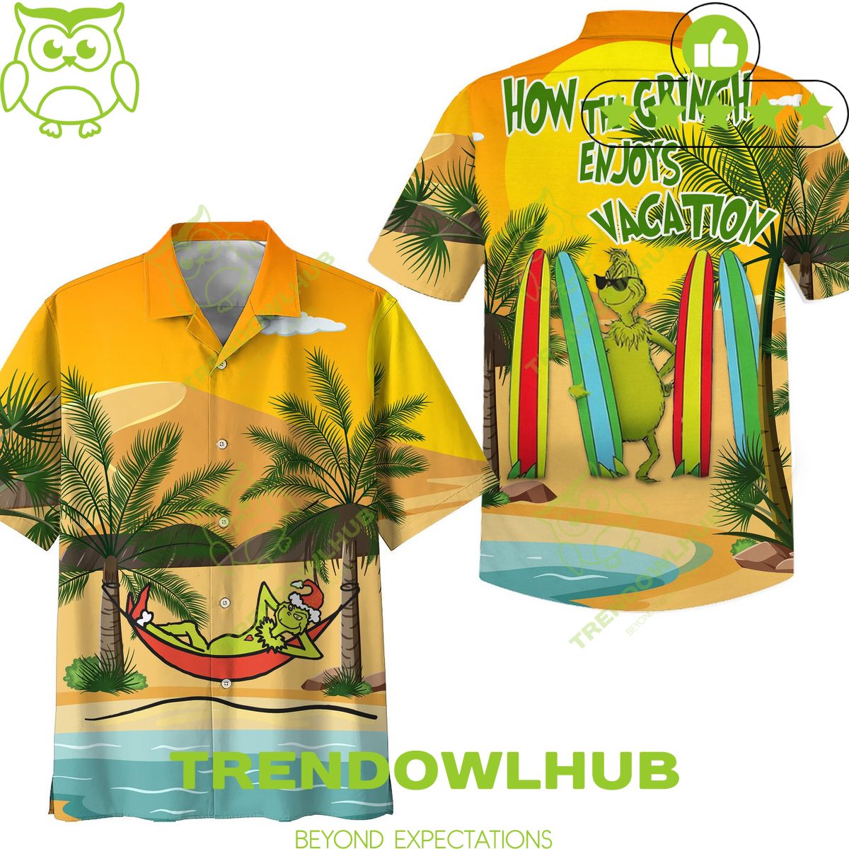 Grinch How the Grinch enjoys vacation hawaiian shirt