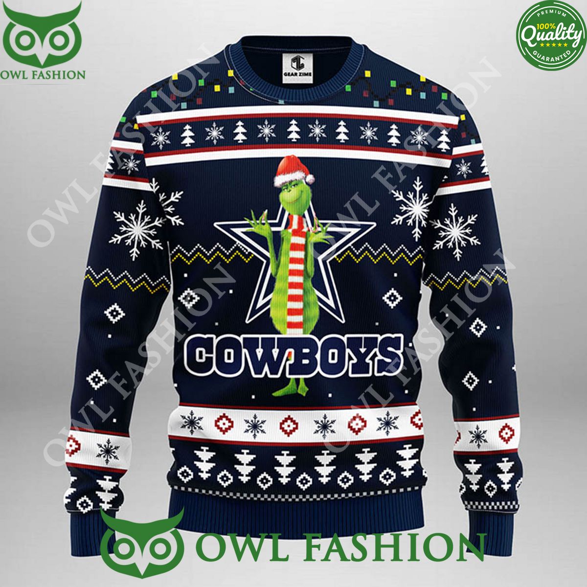 Grinch Stole Christmas Dallas Cowboys Funny NFL Christmas Ugly Sweater Jumper