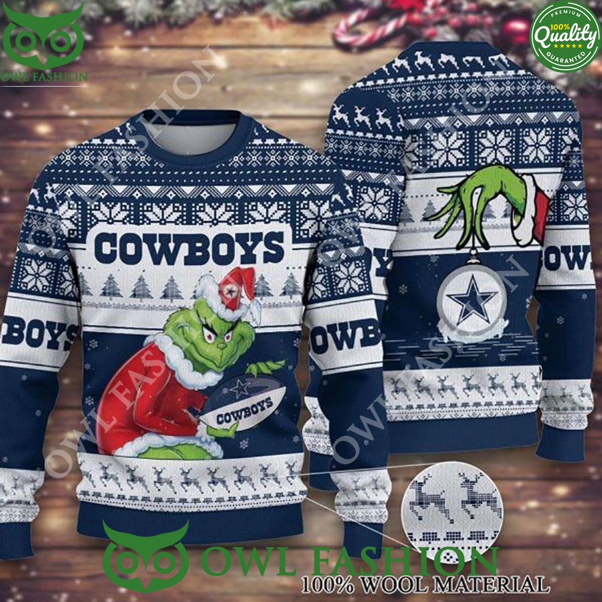 Grinch Stole Christmas Dallas Cowboys Ugly Christmas Sweater Jumper