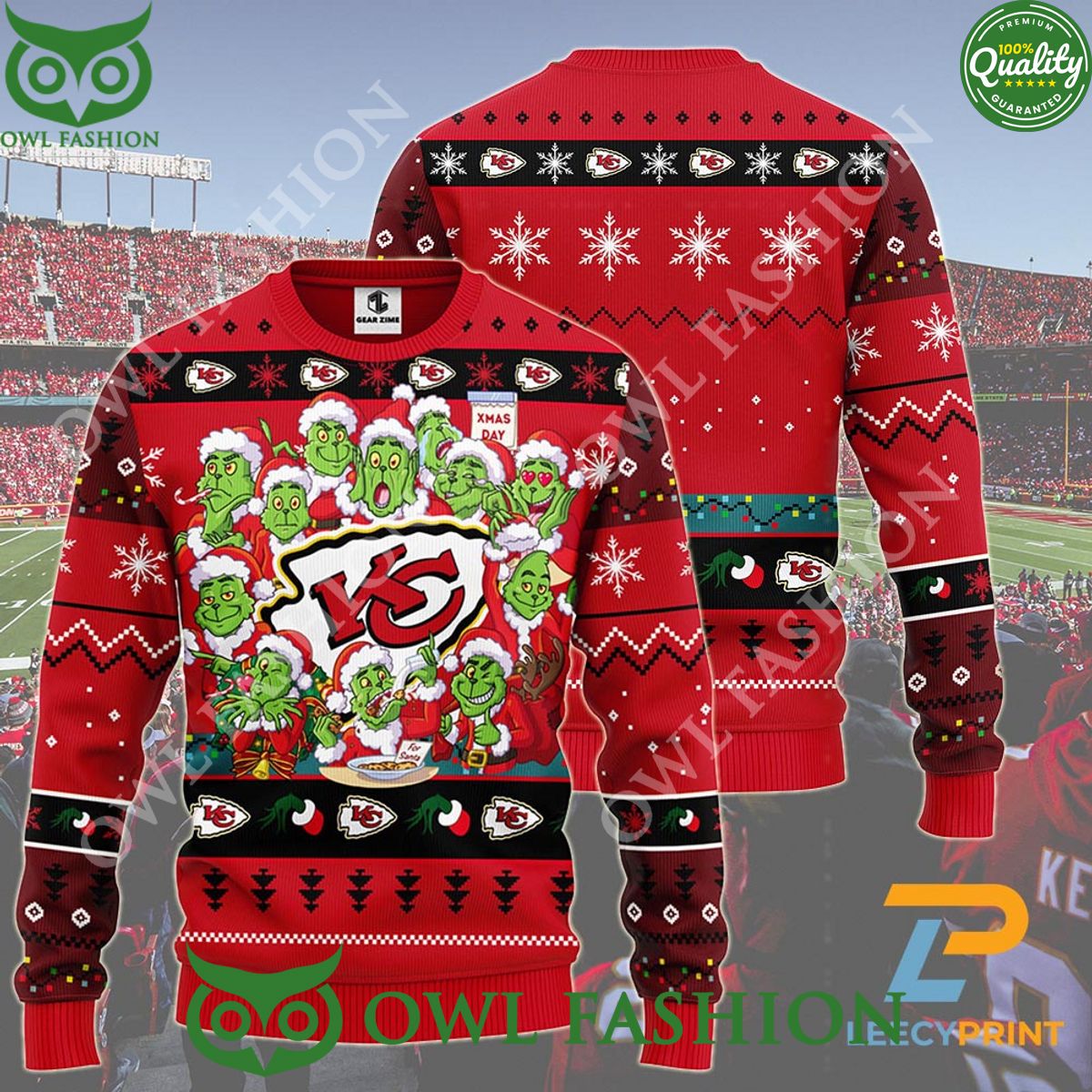 Grinch Stole Christmas Kansas City Chiefs Xmas Day NFL Christmas Ugly Sweater Jumper