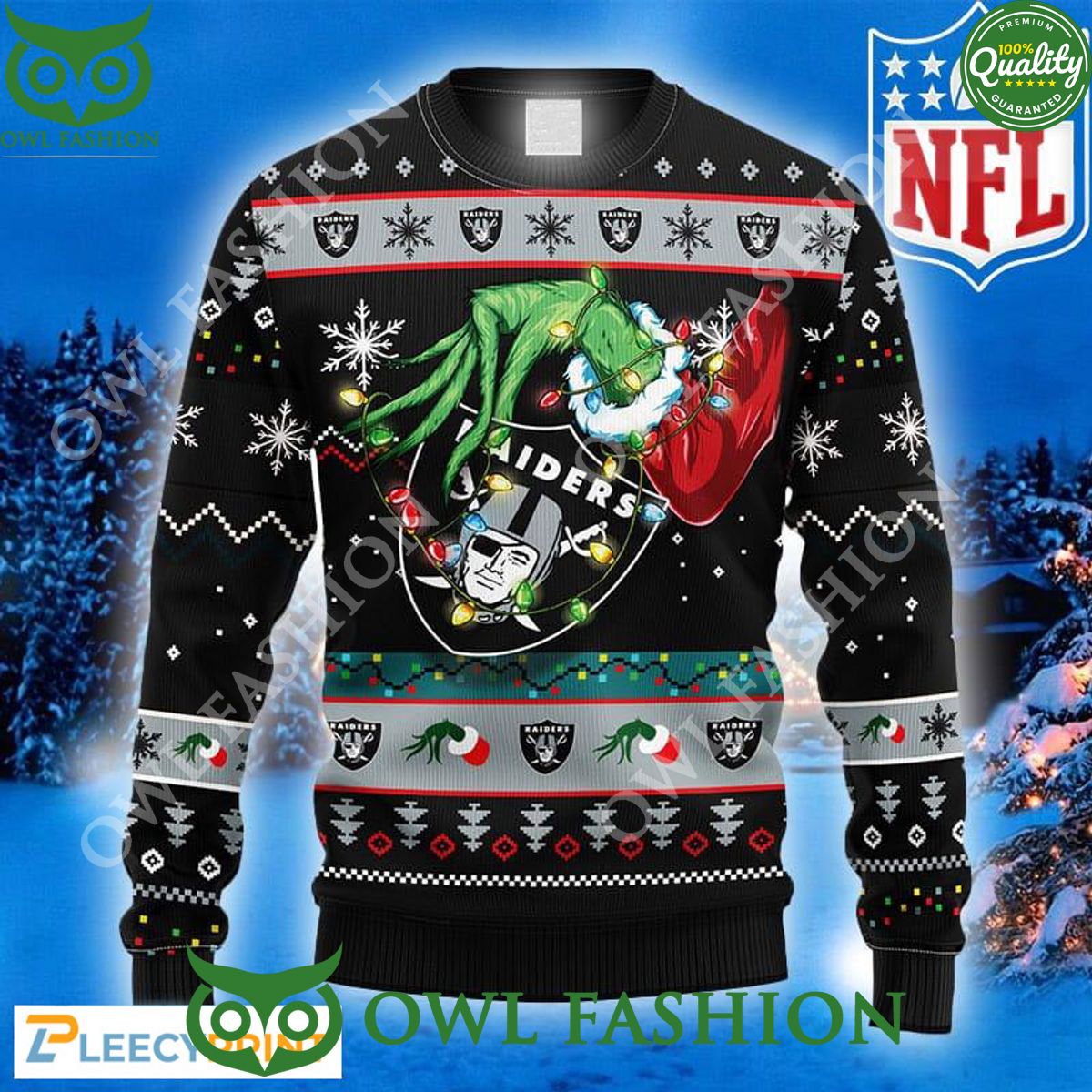 Grinch Stole Christmas Las Vegas Raiders Logo Ugly Christmas Sweater Jumper