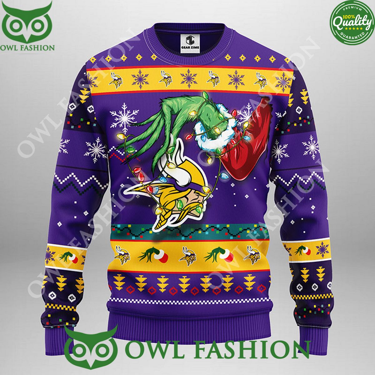 Grinch Stole Christmas Minnesota Vikings NFL Christmas Ugly Sweater Jumper