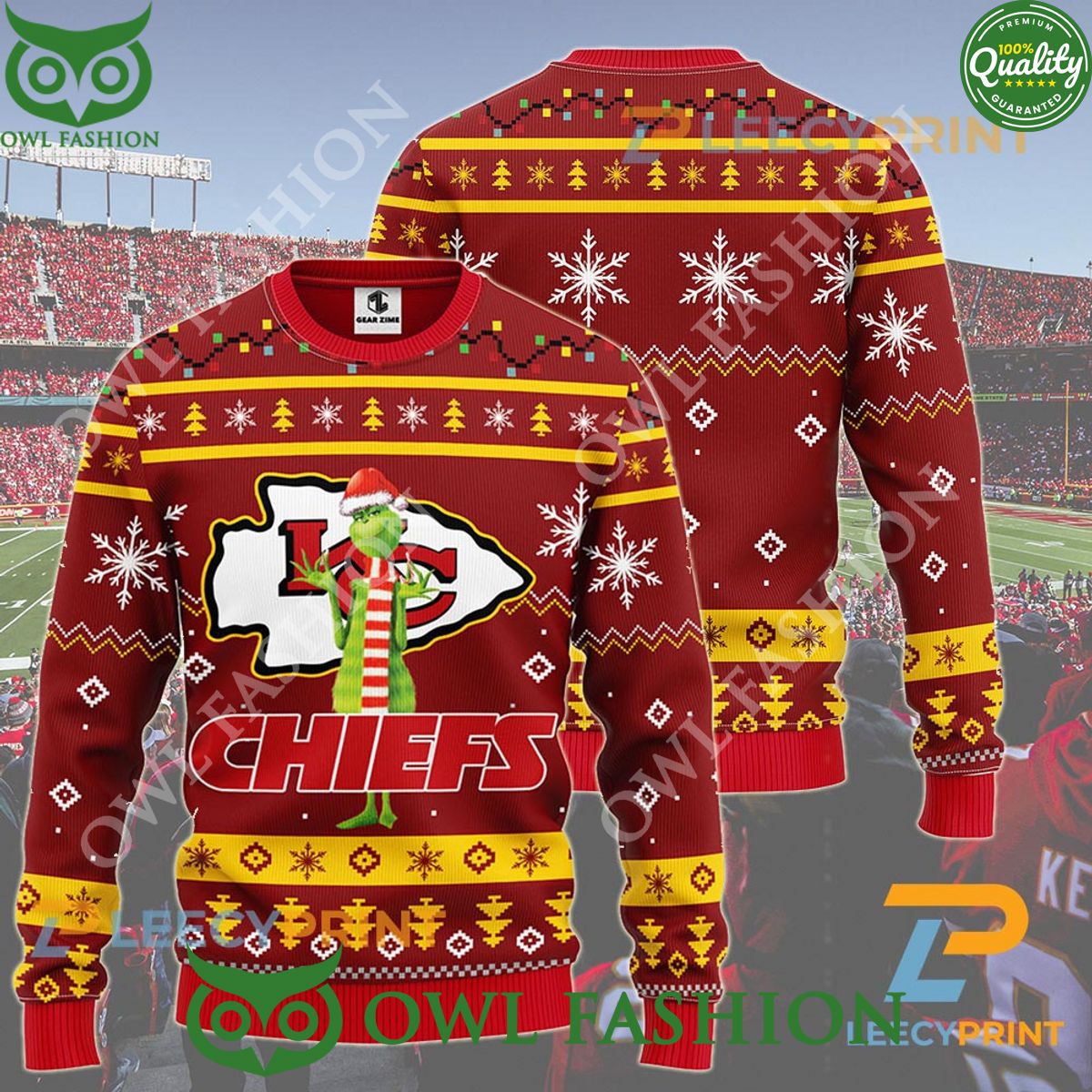 Grinch Stole Christmas NFL Kansas City Chiefs Funny Christmas Ugly Sweater Jumper
