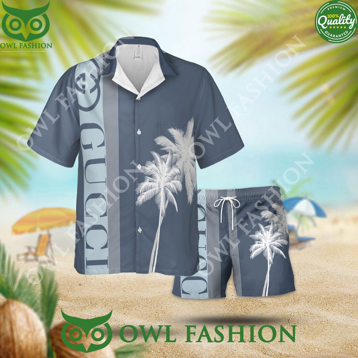 Gucci Palm Tree Luxury Summer 2024 hawaiian shirt and short track