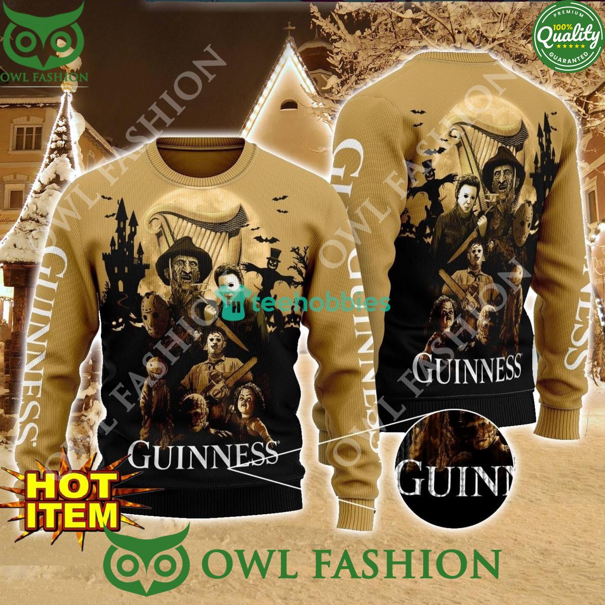 Guinness Beer Horror Halloween Night 2024 Ugly Sweater