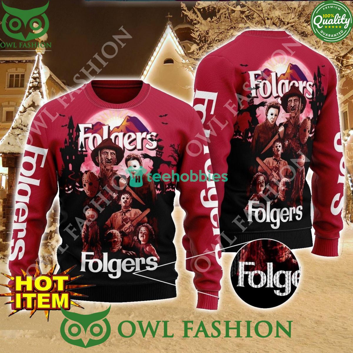 Halloween Folgers Horror Night 2024 Ugly Sweater