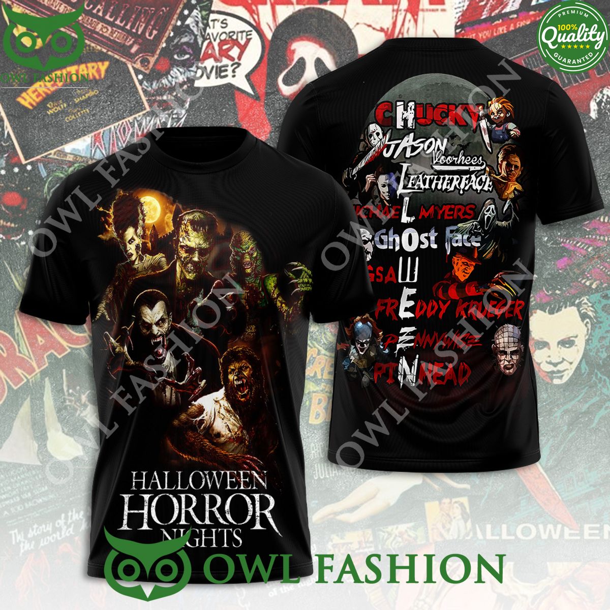 Halloween Horror Nights Movie Characters 3D t Shirt