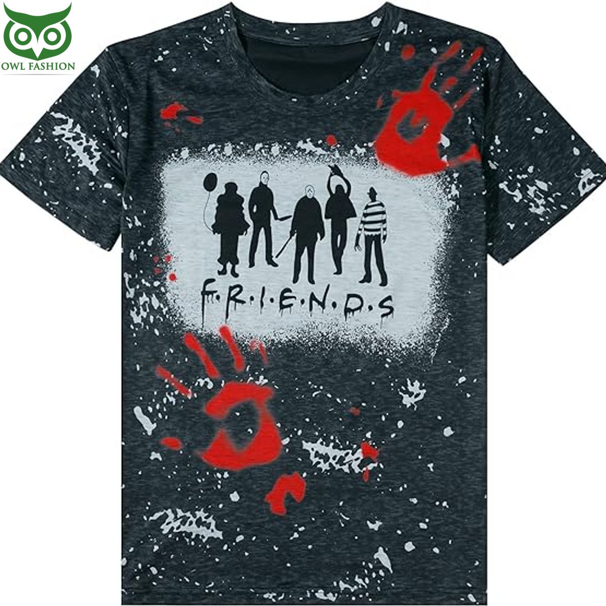 Halloween t Shirt Women Funny Friends Party Horror Characters Graphic shop owl fashion