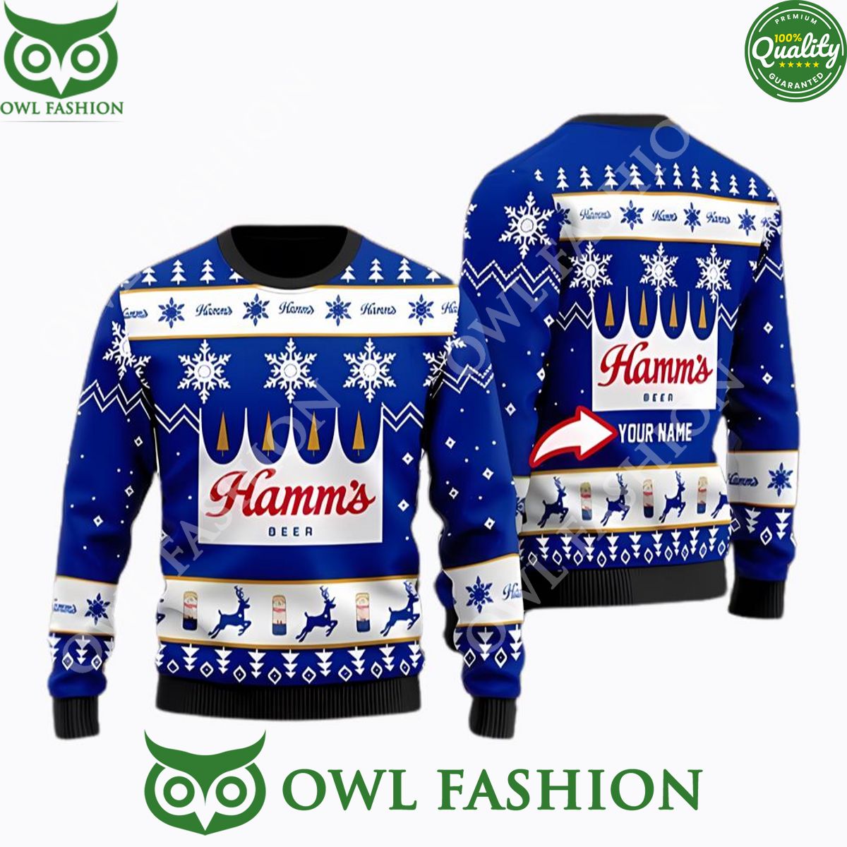 Hamm's Beer Christmas Sweater Jumper Custom Name
