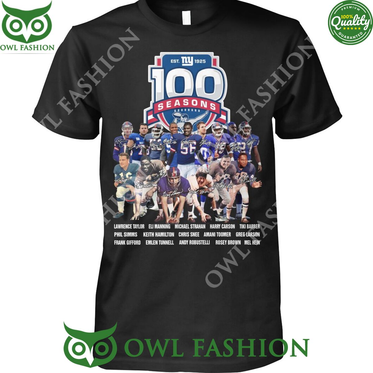 Happy 100 seasons players signs NY Giants t shirt