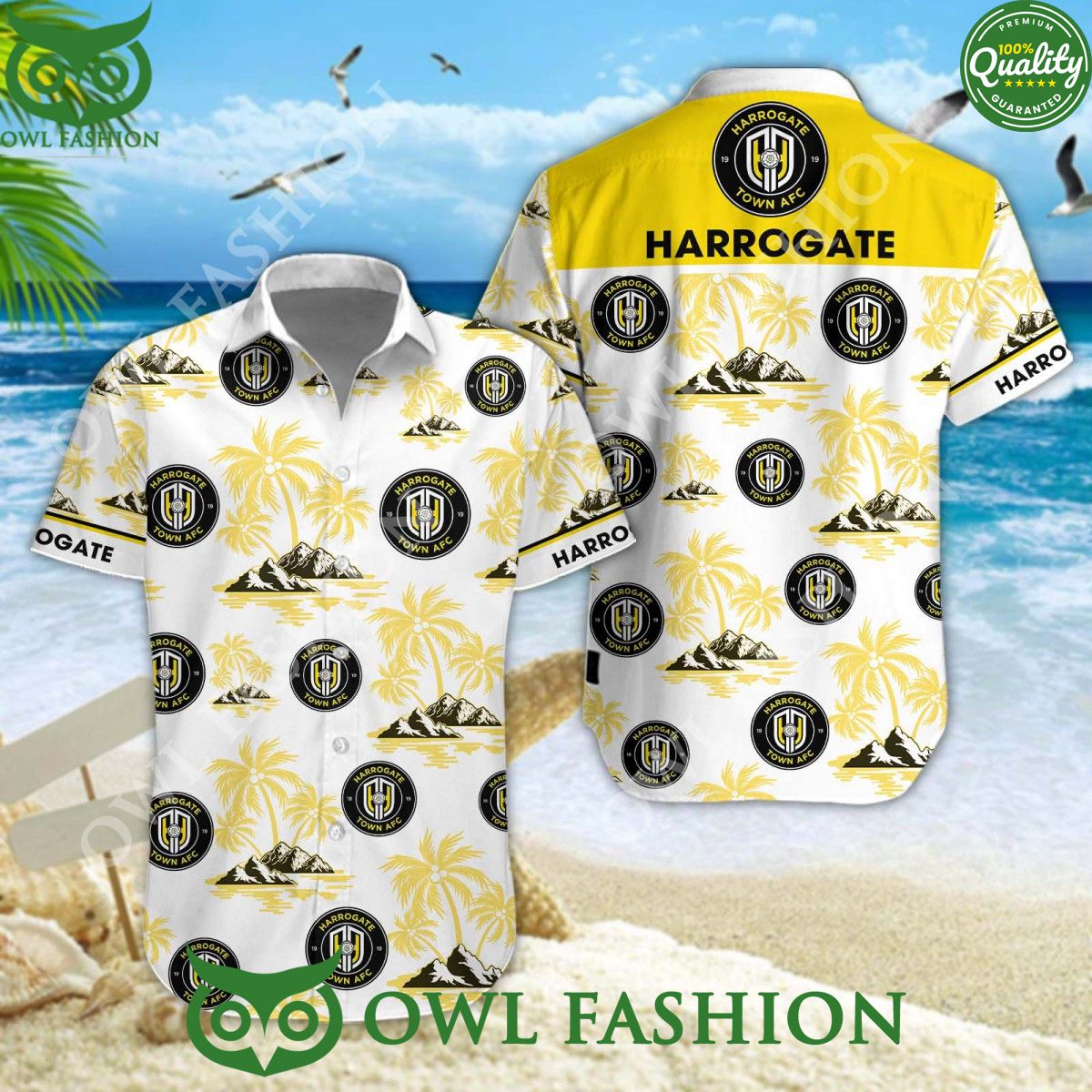 Harrogate Town League One EFL Aloha Vibe Hawaiian Shirt Short