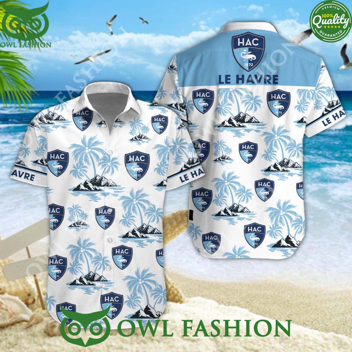 Havre Athletic Club Football Coconut Island Ligue 1 hawaiian shirt
