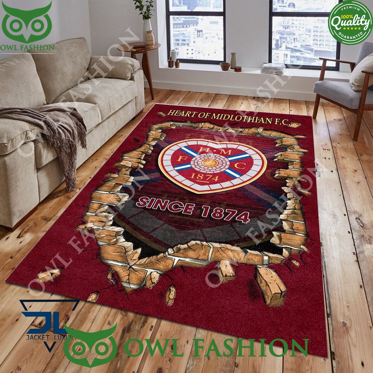 Heart of Midlothian F.C. 1783 Scottish Broken Wall Living Room Carpet