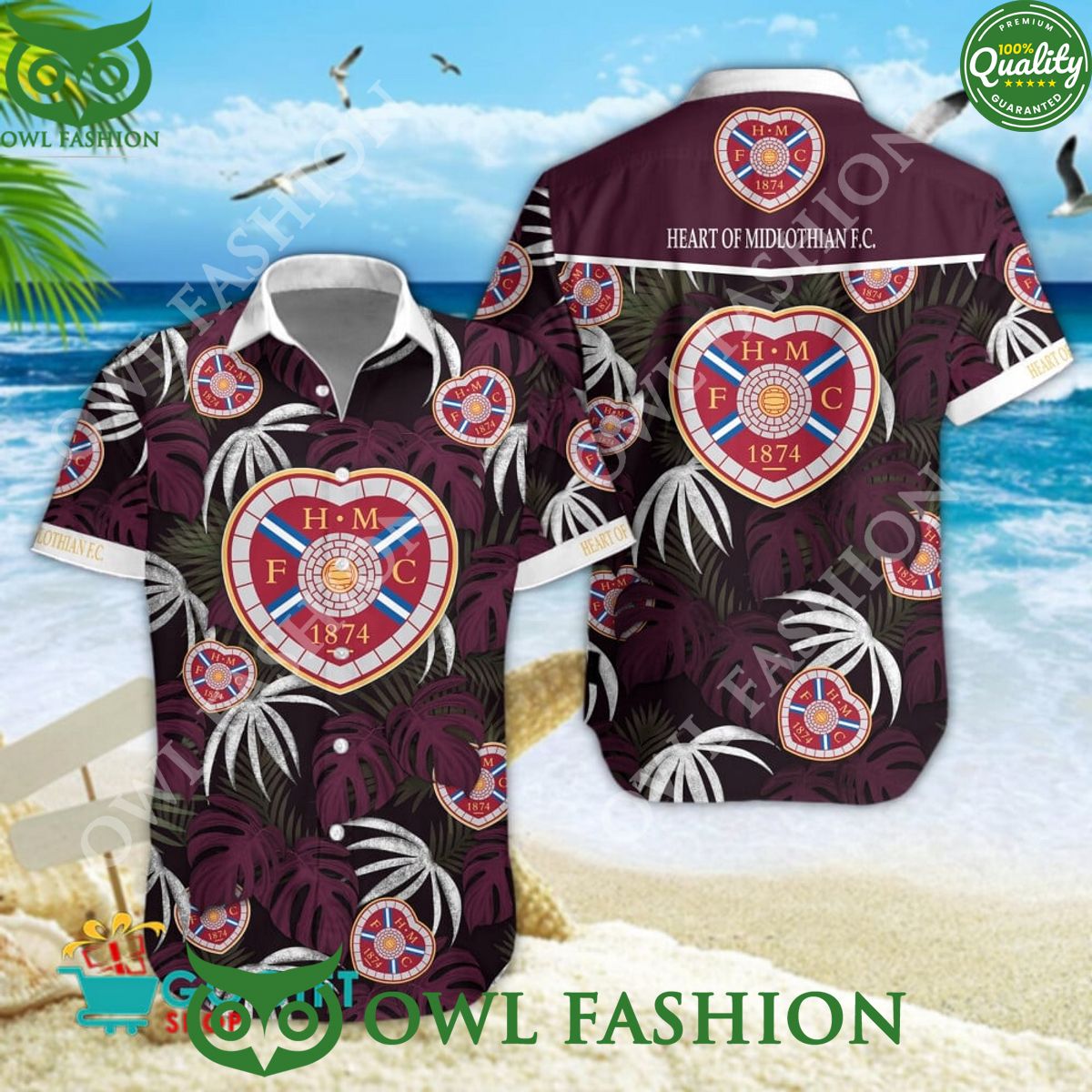 Heart of Midlothian F.C. SPFL Team Limited Hawaiian Shirt