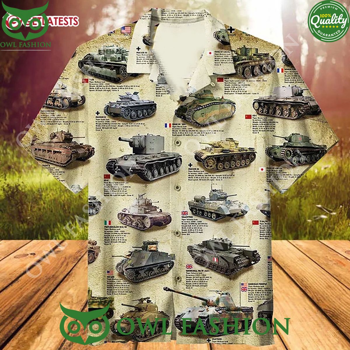 Hot US Army Tanks WWII Hawaiian Shirt