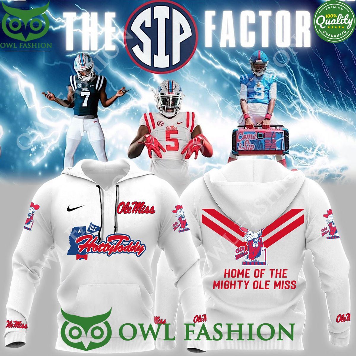 Hotty Toddy Home of the mighty Ole Miss Rebels Football Champions NCAA 3D AOP hoodie