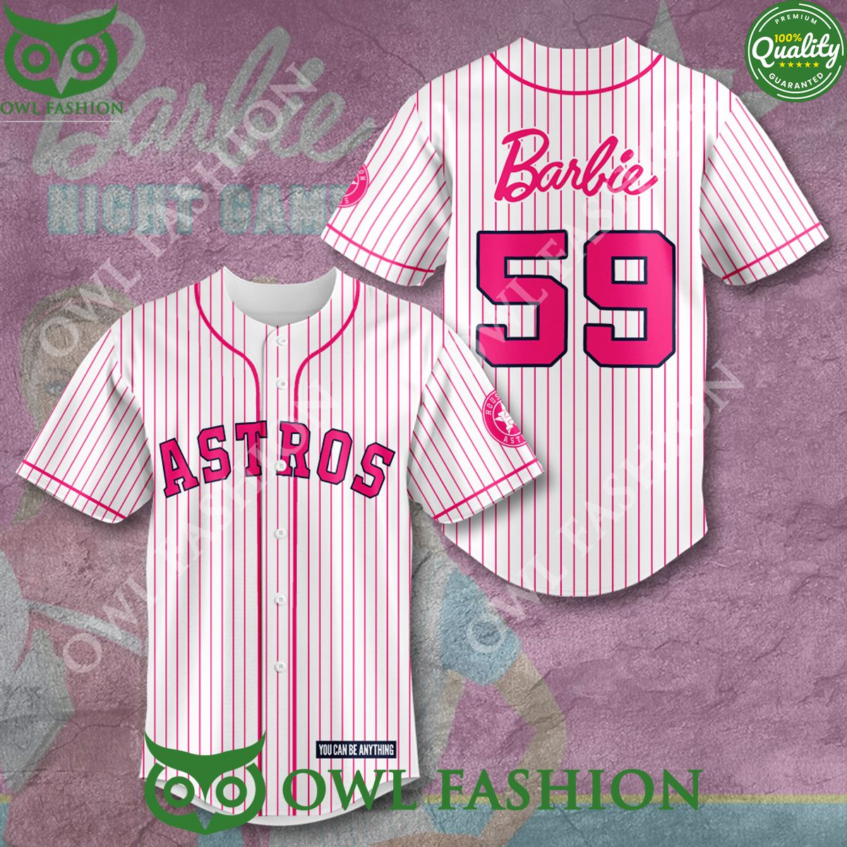 Houston Astros x Barbie Night Game Number 59 Baseball Jersey Shirt