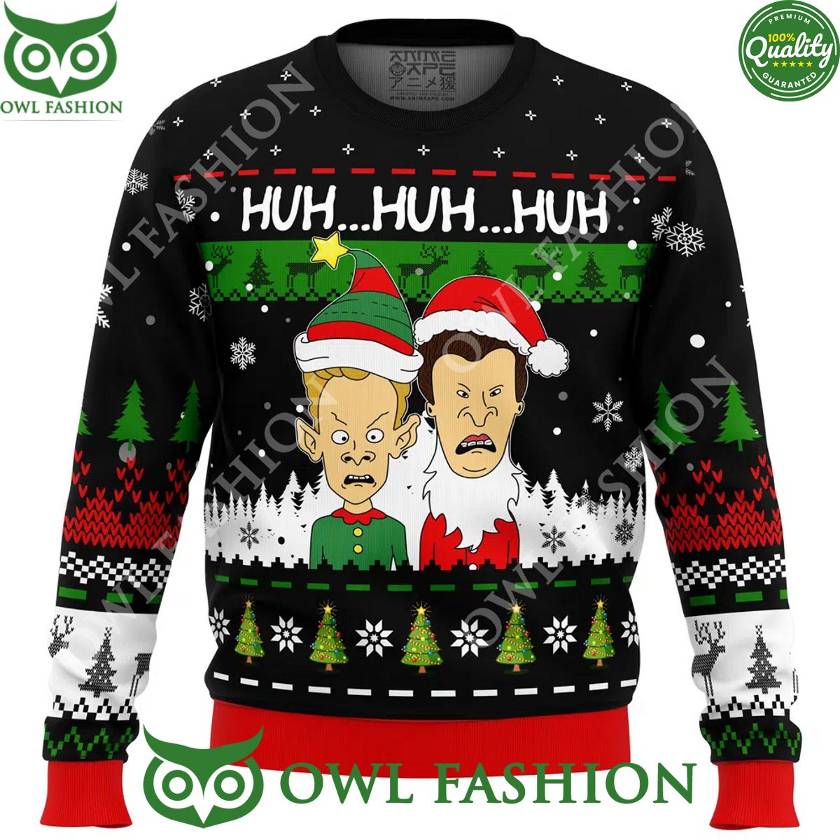 Huh Huh Huh Beavis and Butthead Ugly Christmas Sweater Jumper