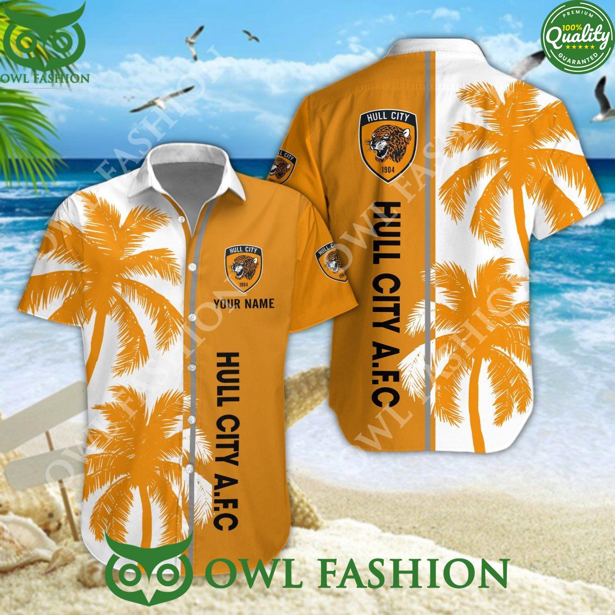 Hull City summer beach blue tropical coconut tree 2024 customized Hawaiian Shirt