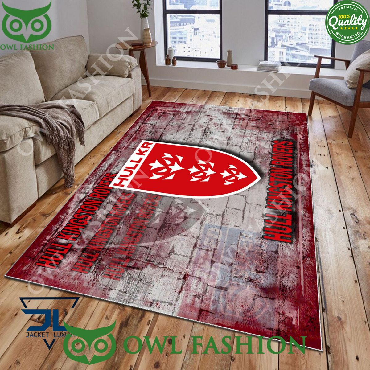 Hull Kingston Rovers Super League Rugby Carpet Rug