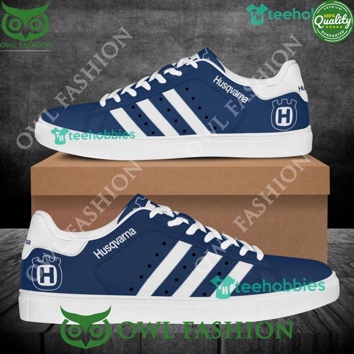 Husqvarna Logo Blue White Stan Smith Shoes