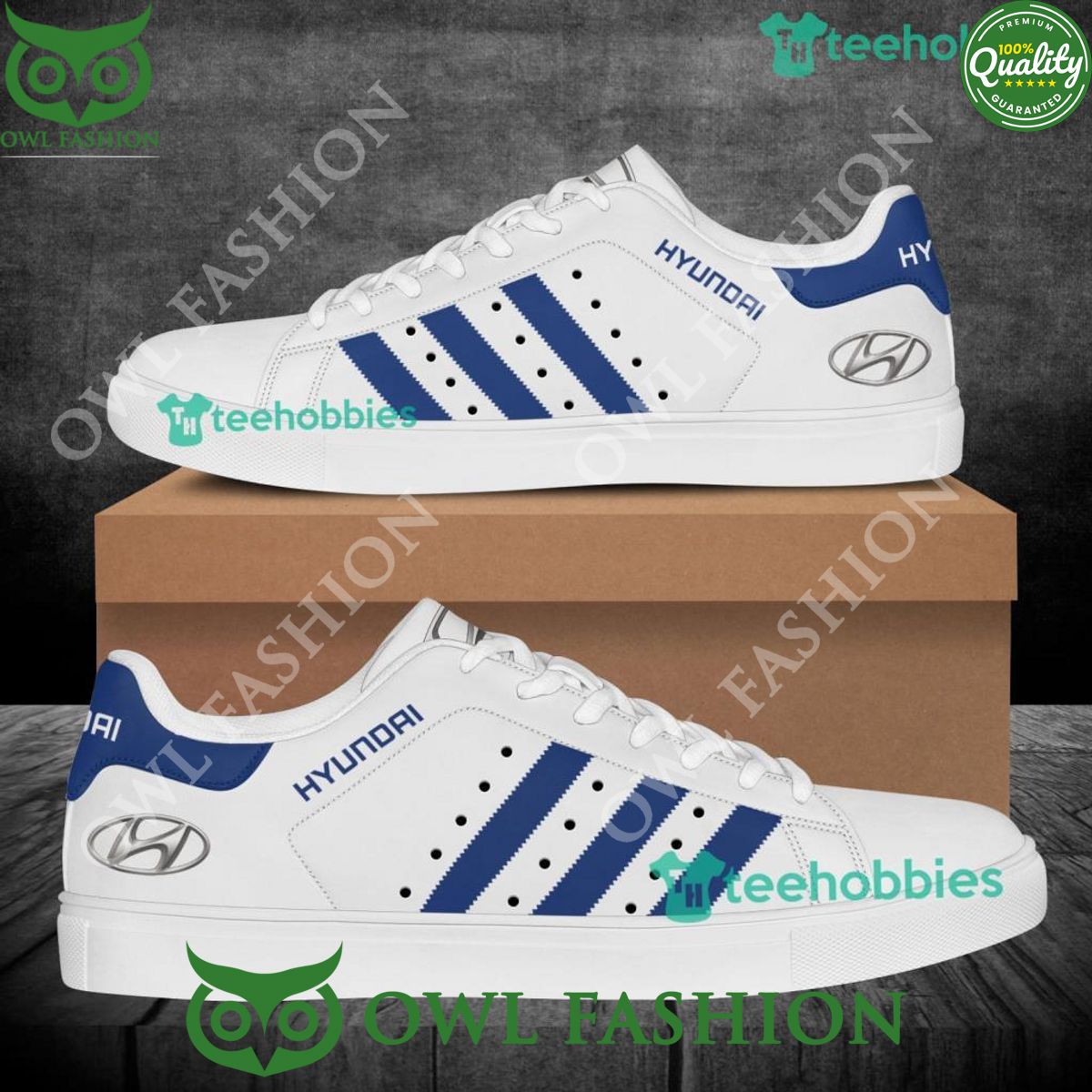 Hyundai Blue Stripe White Stan Smith Shoes