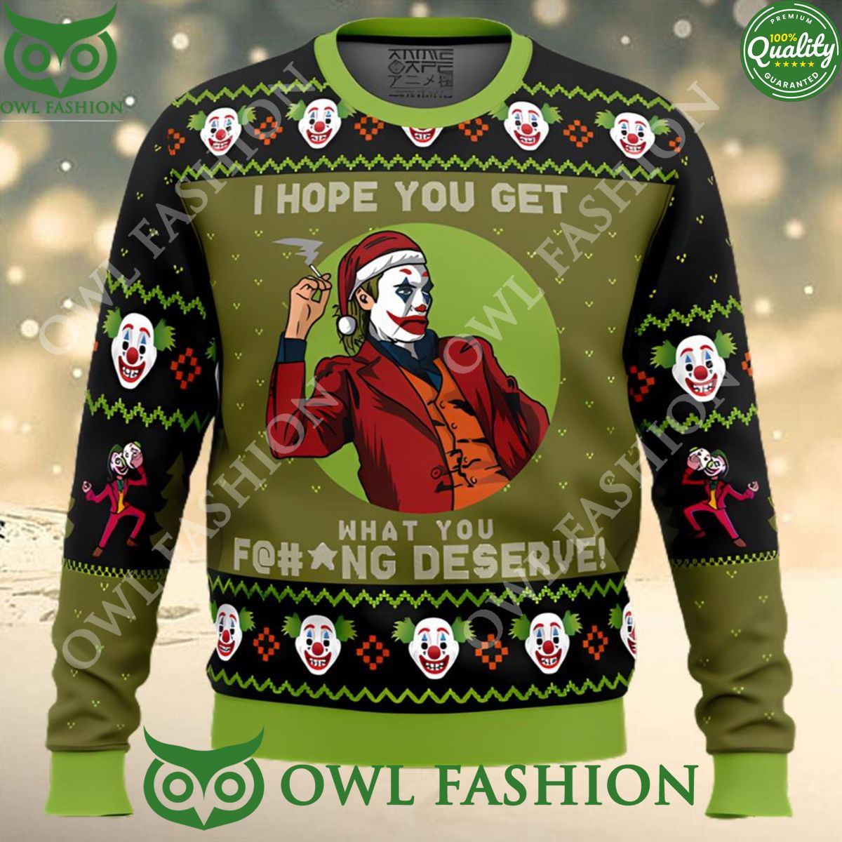 I Hope You Get What You Deserve Joker DC Comics Ugly Christmas Sweater Jumper
