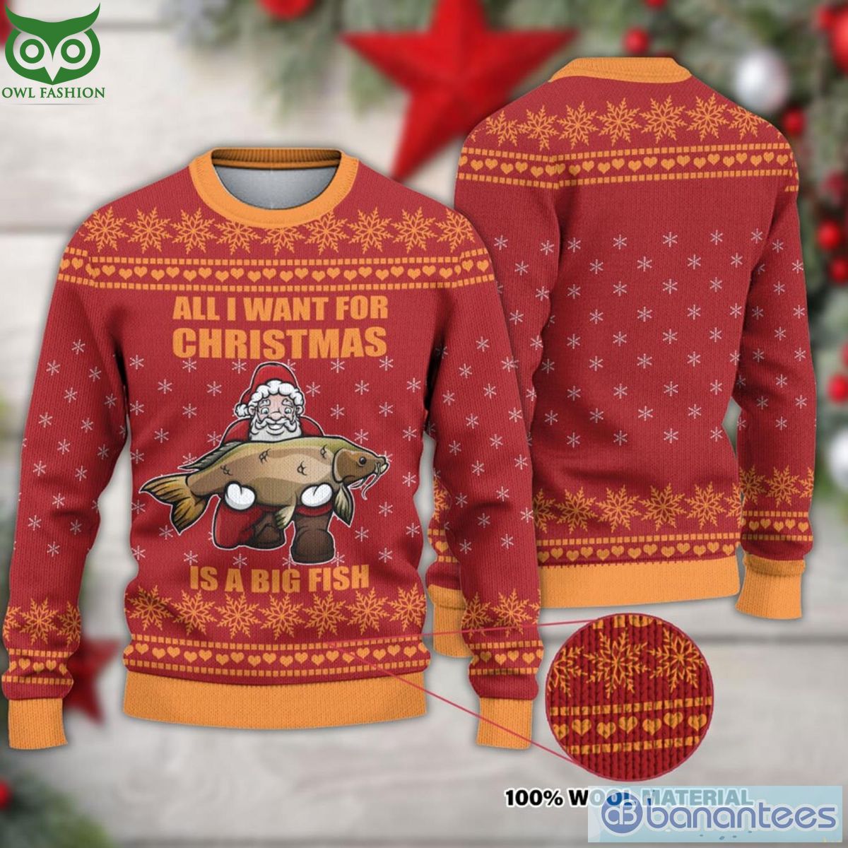 I Want For Christmas Is A Big Fish Fishing Ugly Christmas Sweater