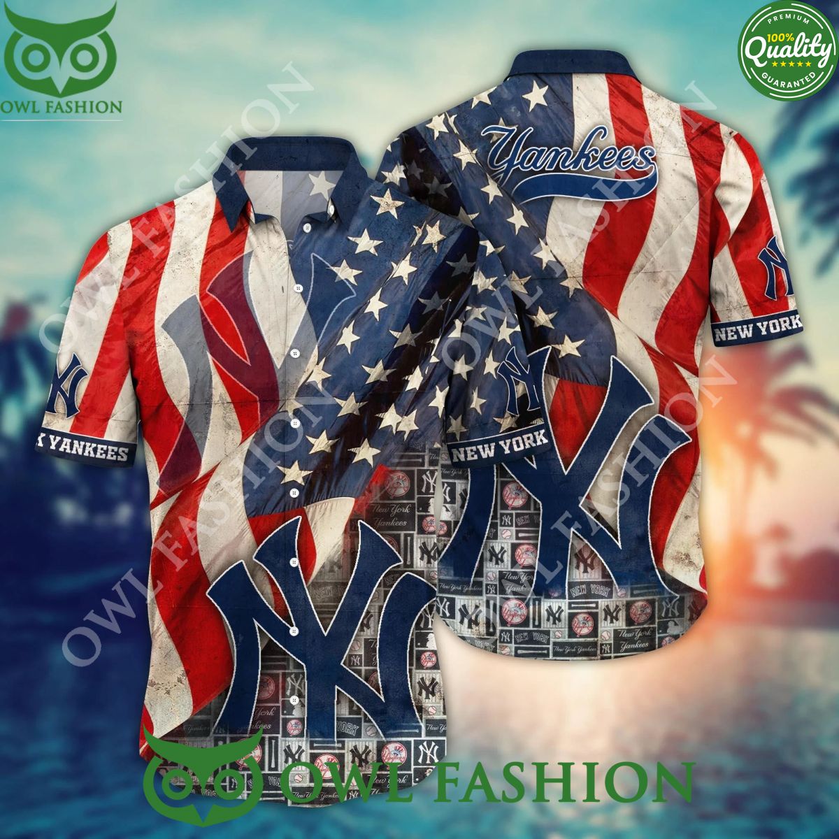 Independence Day New York Yankees MLB Hawaii Shirt USA Flag In Summer