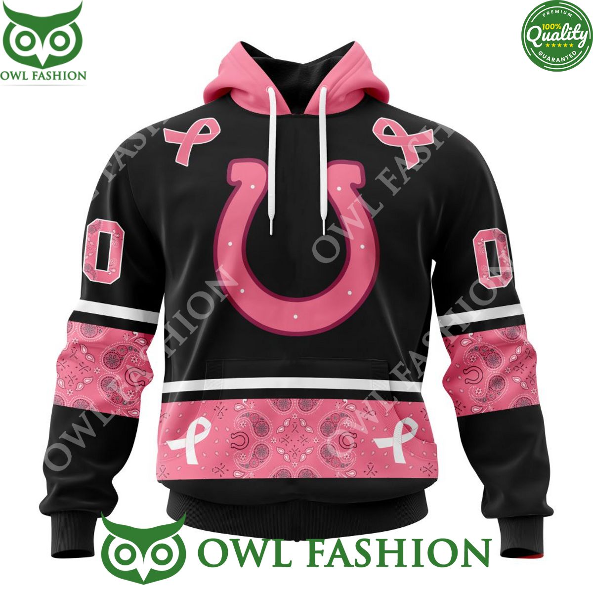 Indianapolis Colts Pink Breast Cancer NFL Personalized 3D Hoodie Shirt