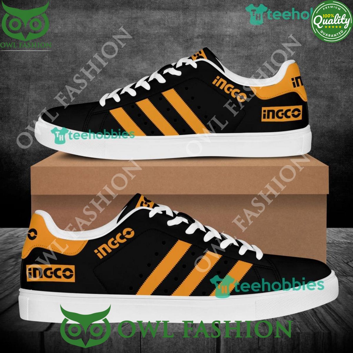 Ingco Tools Black and Orange Stan Smith Shoes