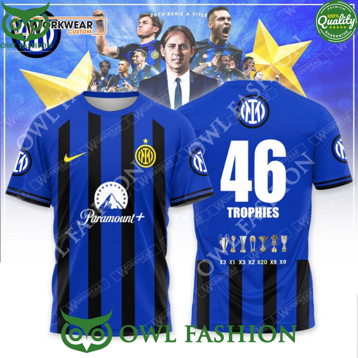 Inter Milan 46 Trophies Paramount Serie A Italy 3D TShirt