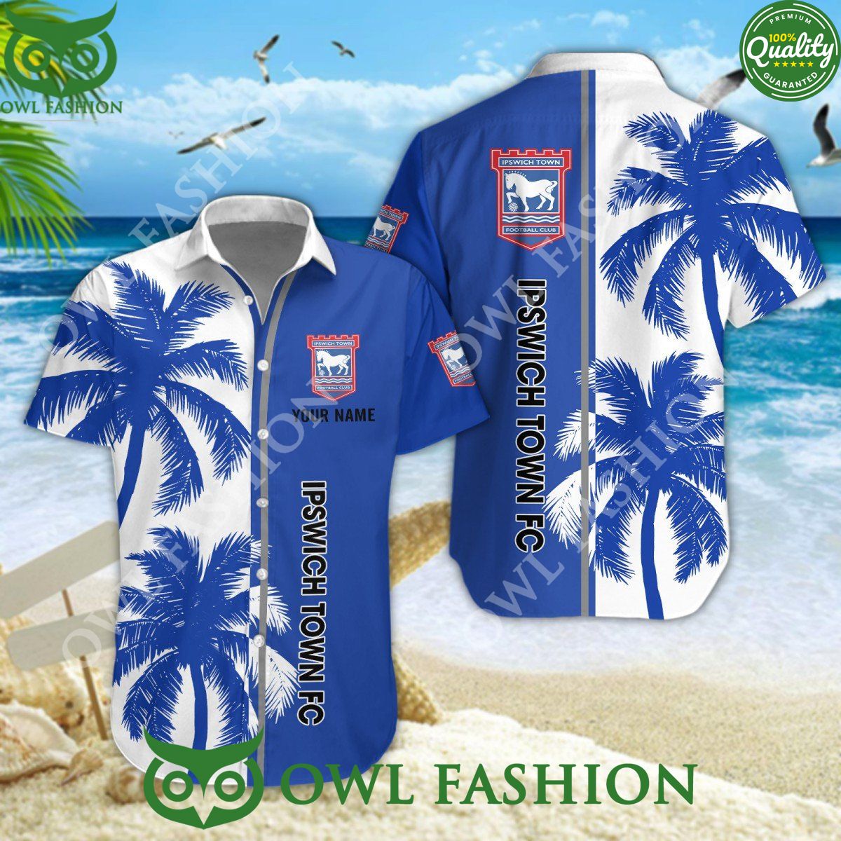 Ipswich Town Summer Beach Tropical Coconut Tree 2024 Custom Hawaiian Shirt