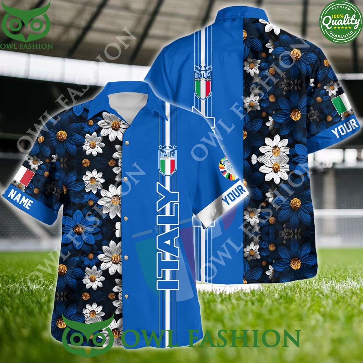 Italy Custom Name UEFA Euro 2024 Summer Hawaiian Shirt