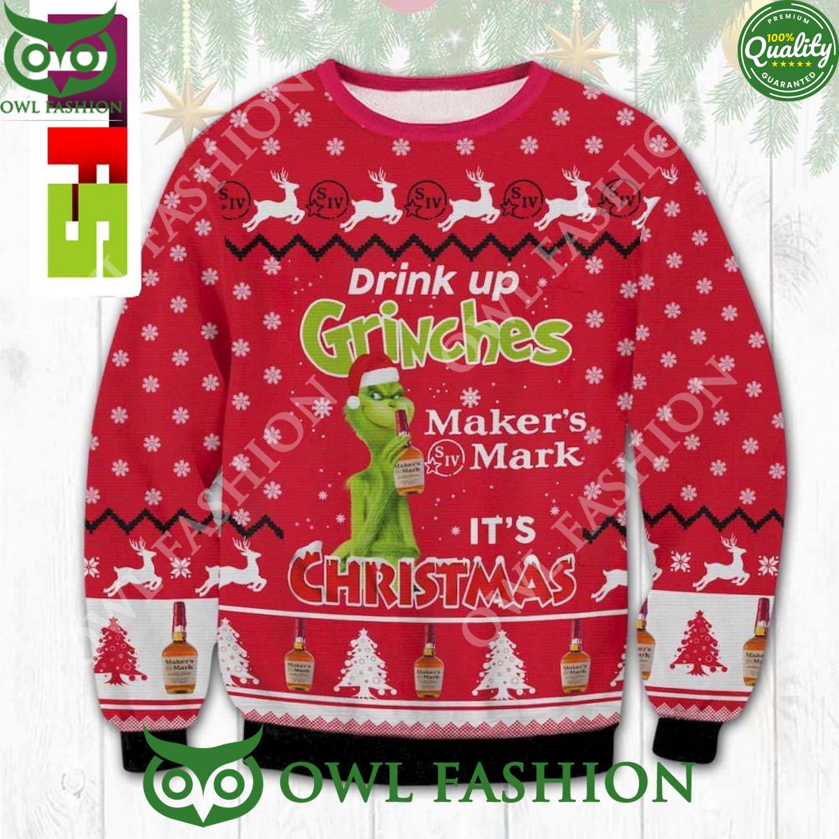It's Christmas Maker's Mark Drink Up Grinches Xmas Ugly Sweater 2023