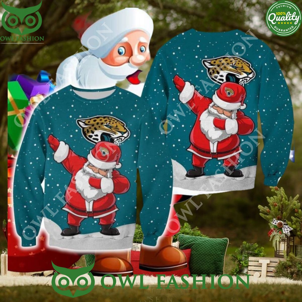 Jacksonville Jaguars Christmas Dab Santa Ugly Sweater Jumper