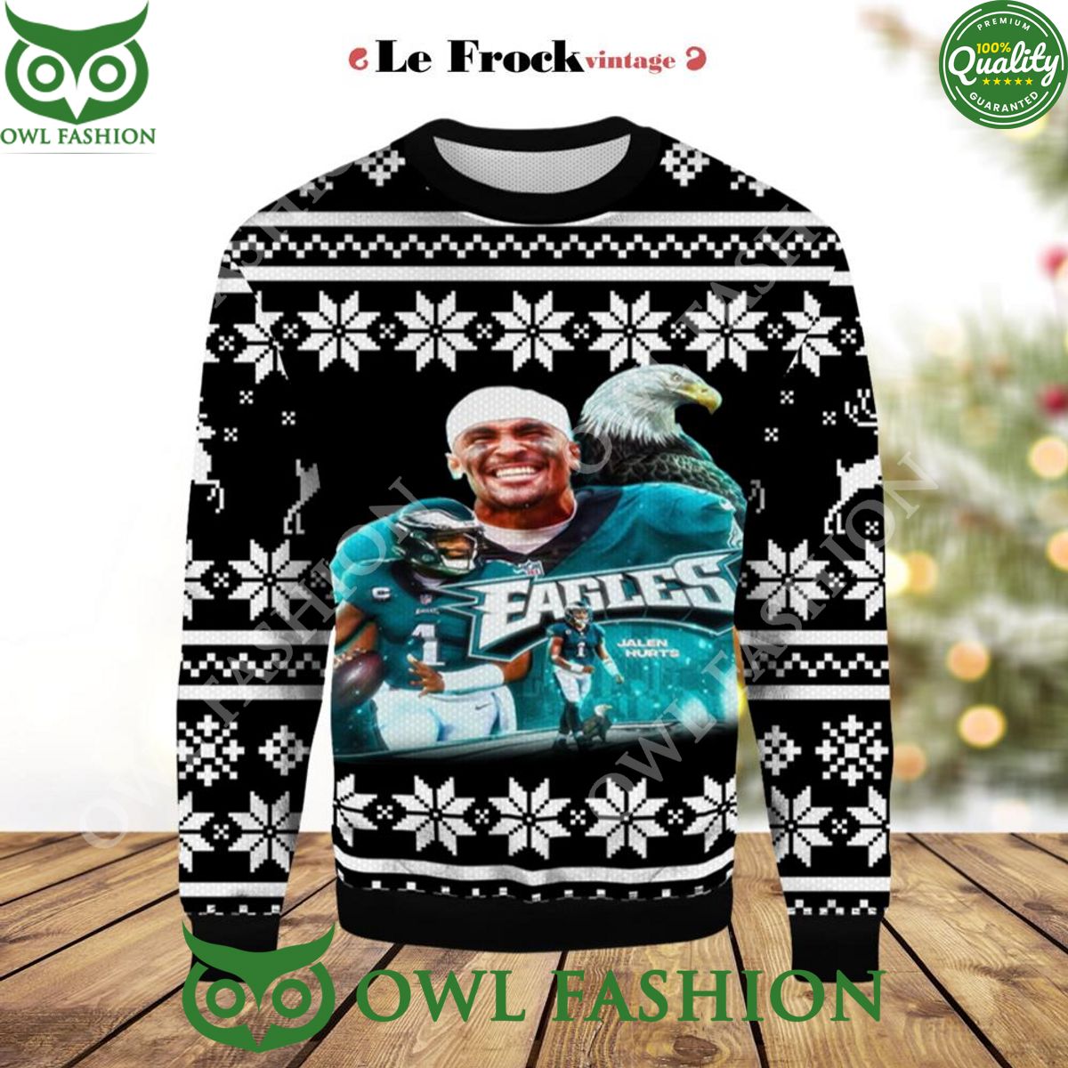 Jalen Hurts Eagles Premium Ugly Christmas Sweater Jumper