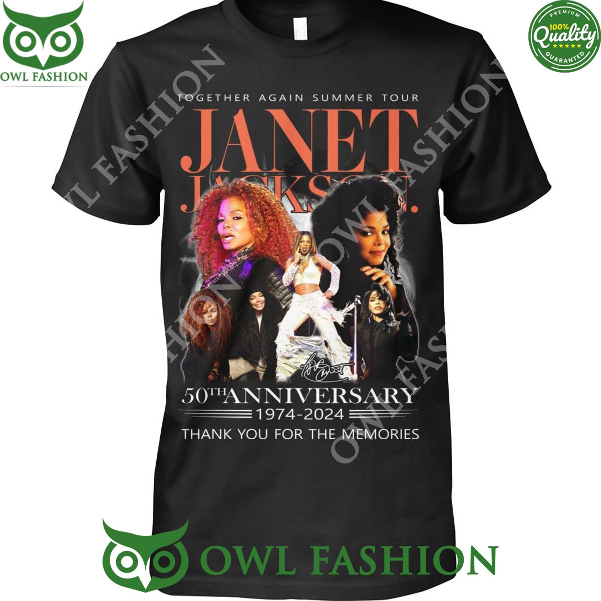 Janet Jackson Together Again Summer Tour 50th Anniversary 1974 2024 thanks t shirt