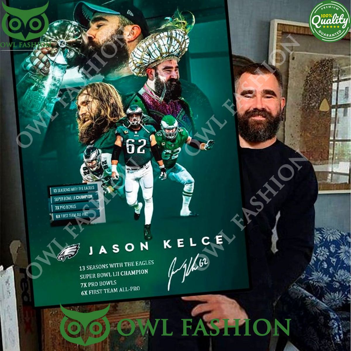 Jason Kelce 13 seasons with the Eagles Super Bowl LII Champion Legender poster