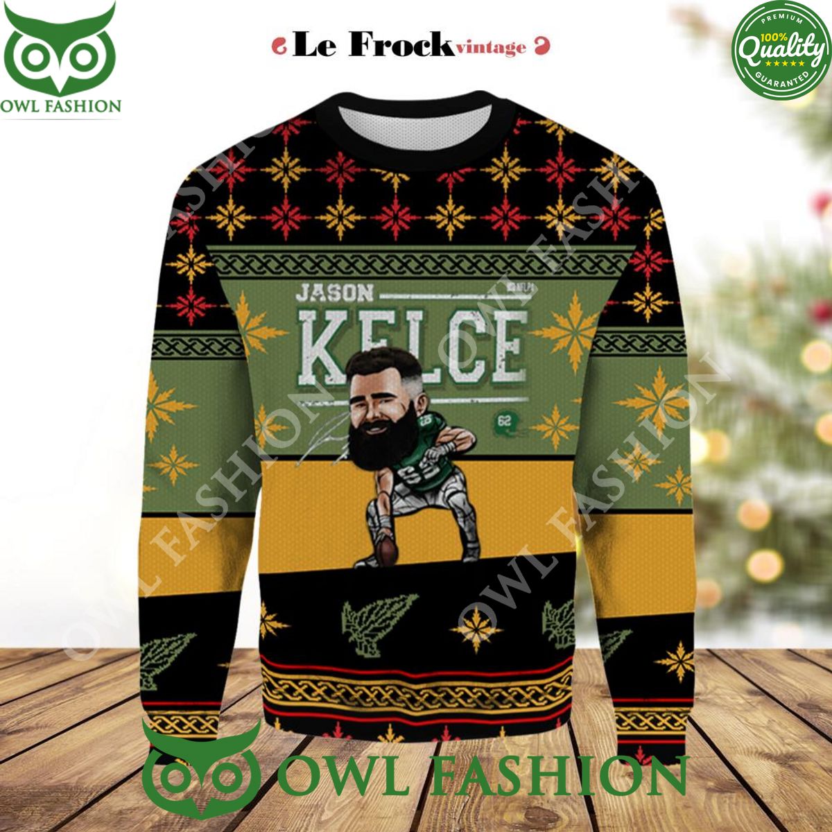 Jason Kelce Philadelphia Cartoon Premium Ugly Christmas Sweater Jumper
