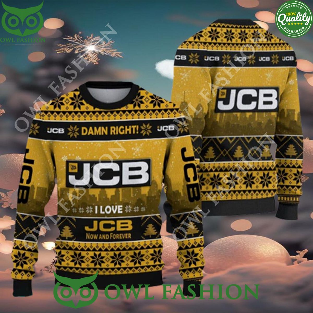 JCB Car Lovers Ugly Christmas 3D Sweater Jumper Gift For Fans