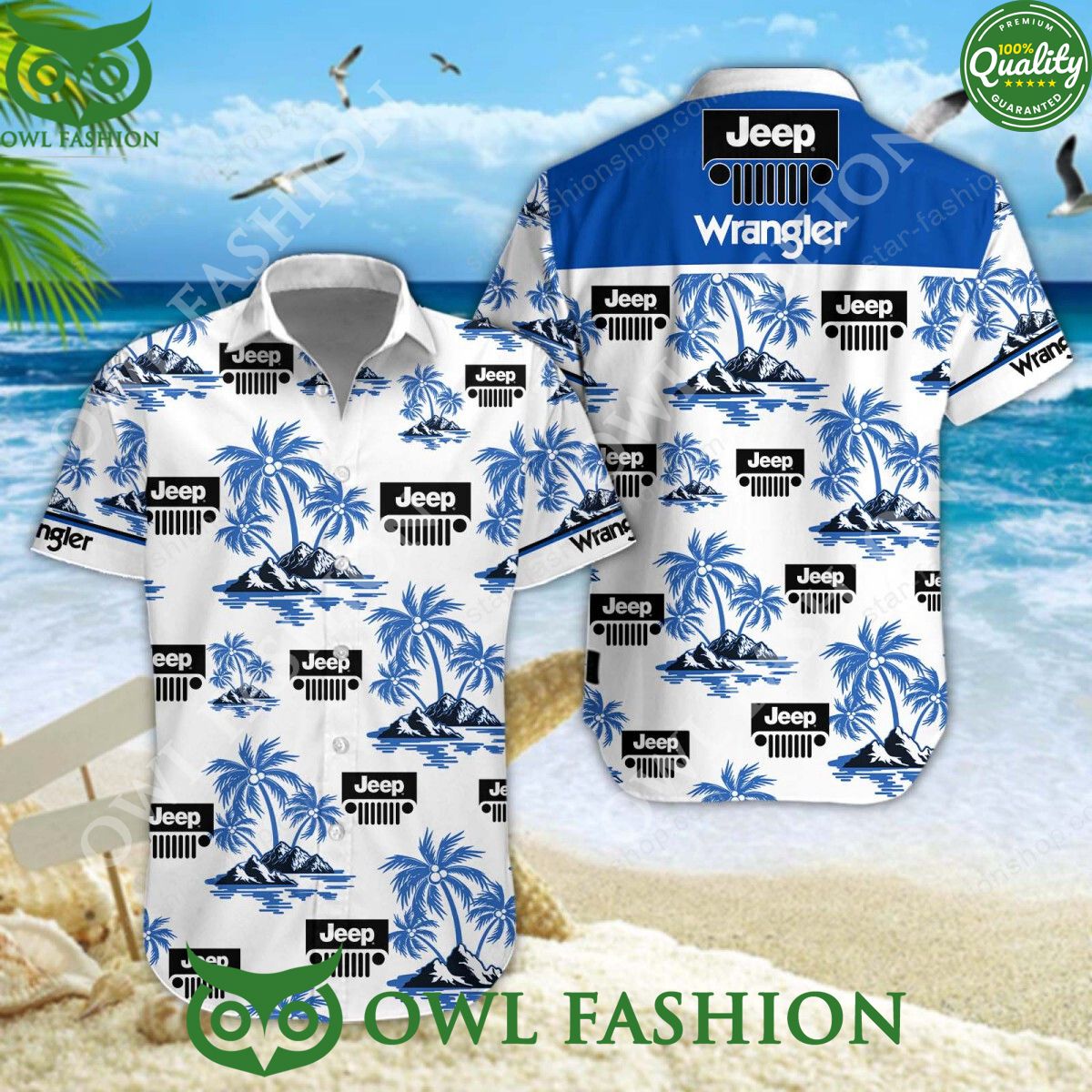 Jeep Wrangler Iconic Automobile Marque Hawaiian Shirt and Shorts