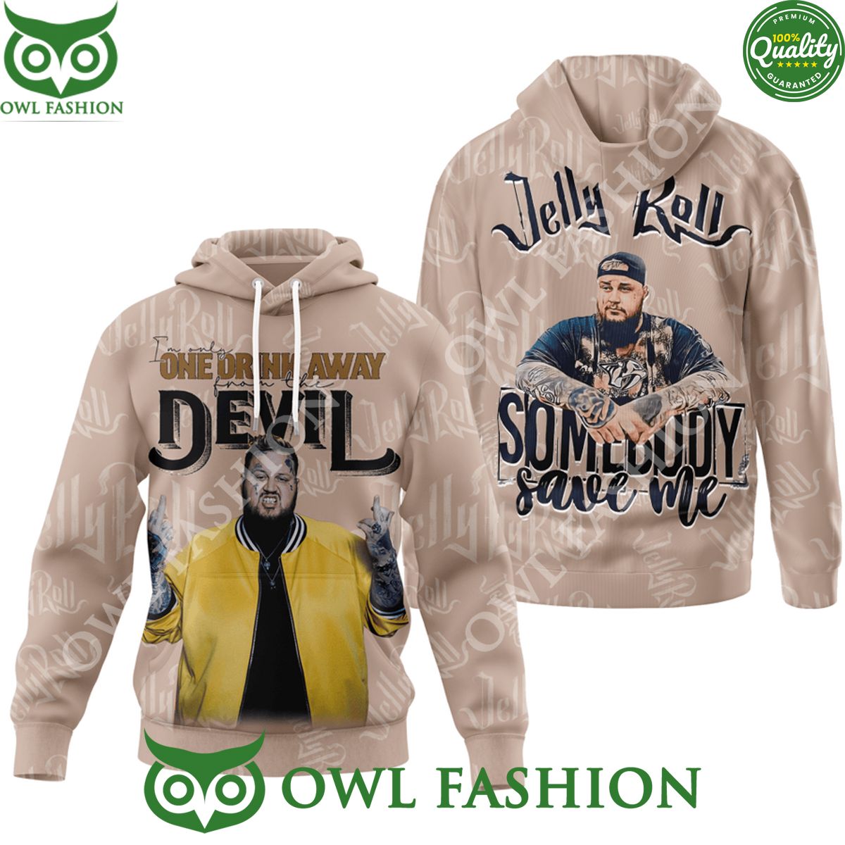 Jelly Roll One Drink Away Devil Somebody save me 3d printed Hoodie