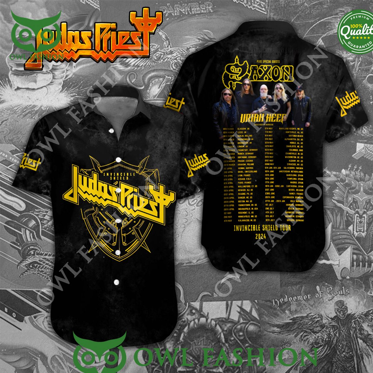 Judas Priest 3D Saxon Uriah Heep Tour 2024 3d hawaiian shirt