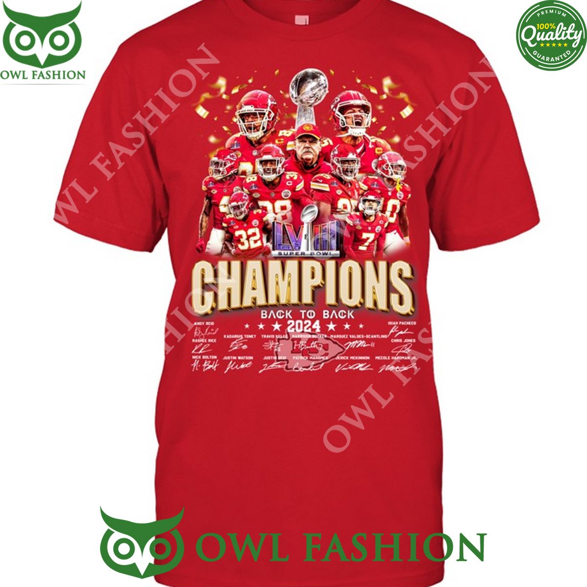 Kansas City Chiefs champions back to back 2024 super bowl LVIII Team t shirt