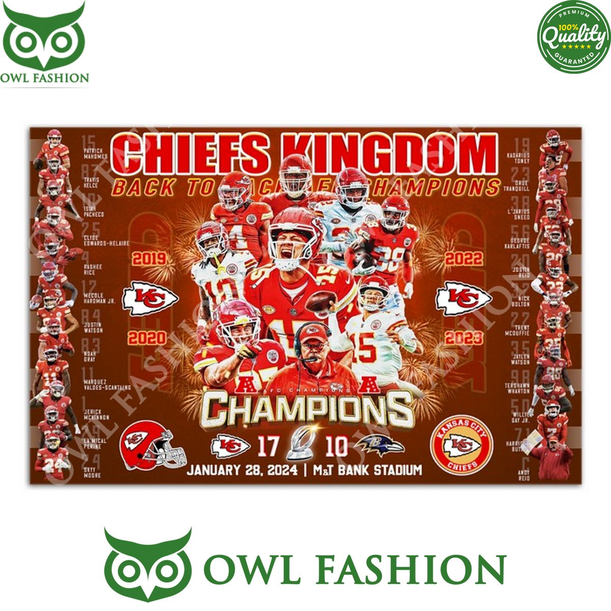 Kansas City Chiefs Kingdom back to Champions 4th time Victory Poster