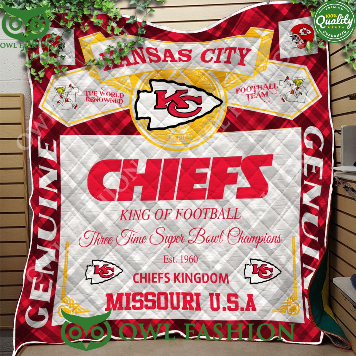 Kansas City Chiefs Kingdom Missouri USA King Of Football 1960 Quilt Blanket