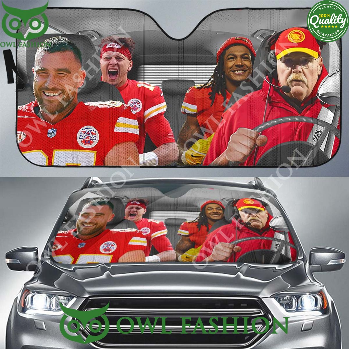 Kansas City Chiefs NFL Team Players Auto Car Sun Shade